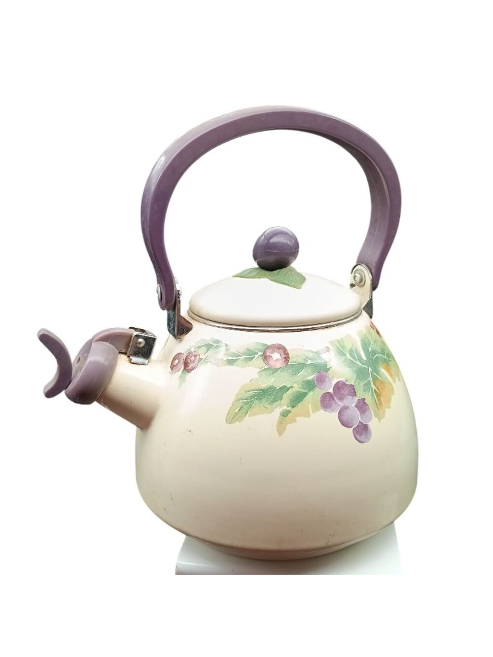 Pfaltzgraff Jamberry Vintage Whistling Tea Kettle Handpainted Grapevine Design